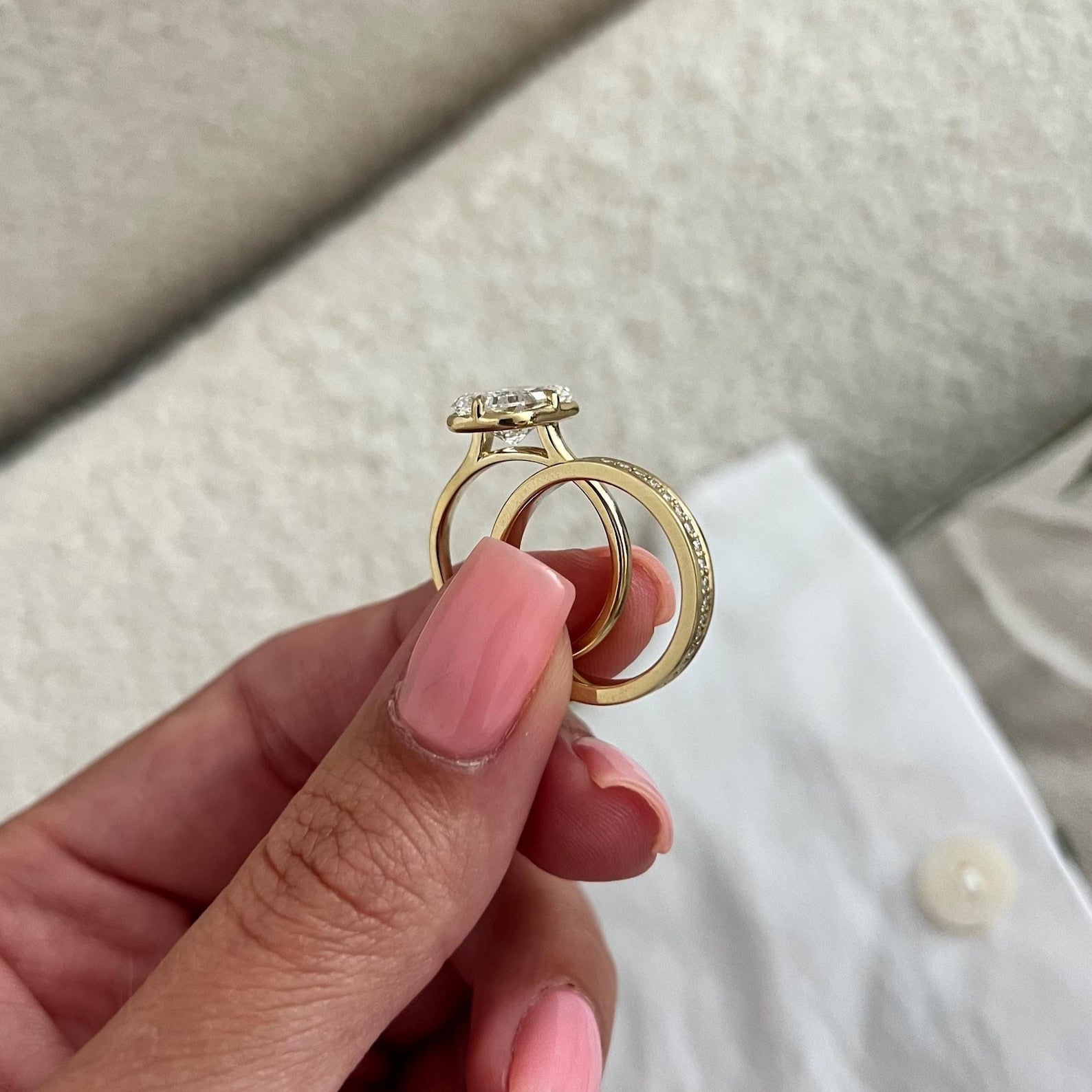 1.0 CT Pear Bezel Solitaire Lab Grown Diamond Bridal Set