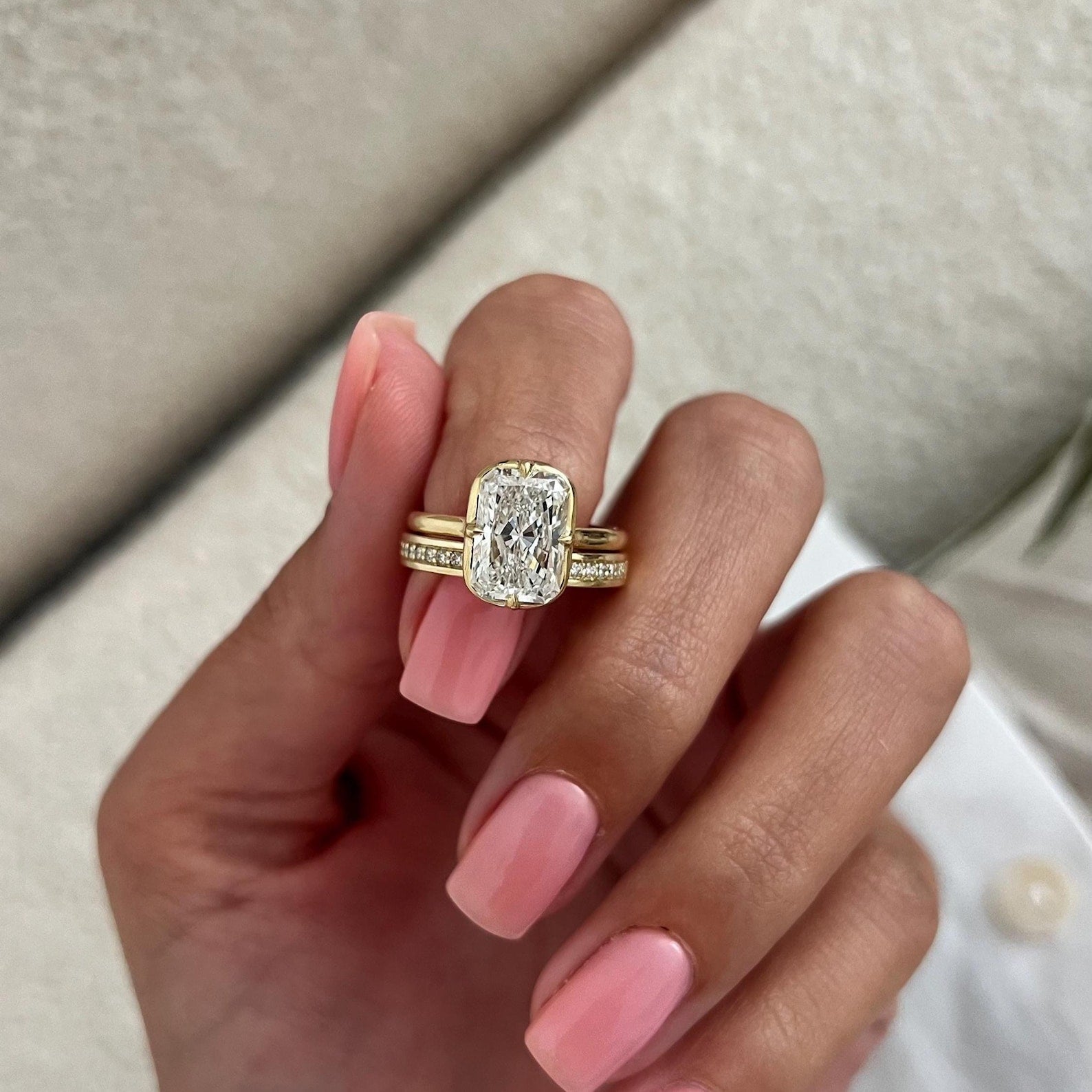 1.0 CT Pear Bezel Solitaire Lab Grown Diamond Bridal Set