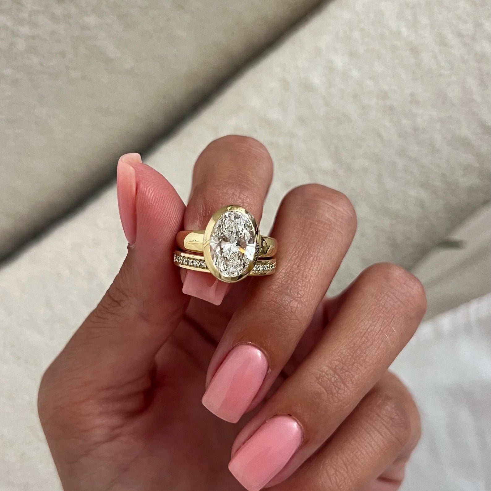 1.0 CT Pear Bezel Solitaire Lab Grown Diamond Bridal Set