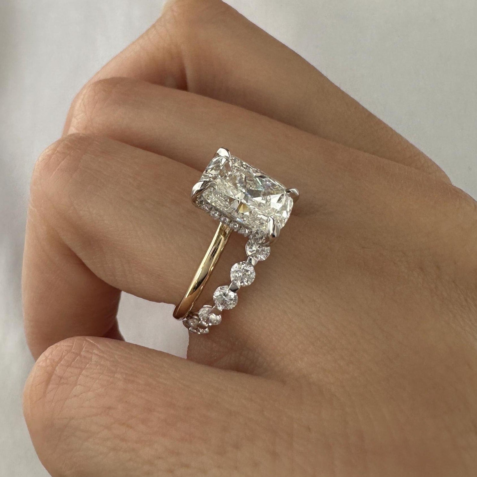 1.0 CT Pear Bezel Solitaire Lab Grown Diamond Bridal Set
