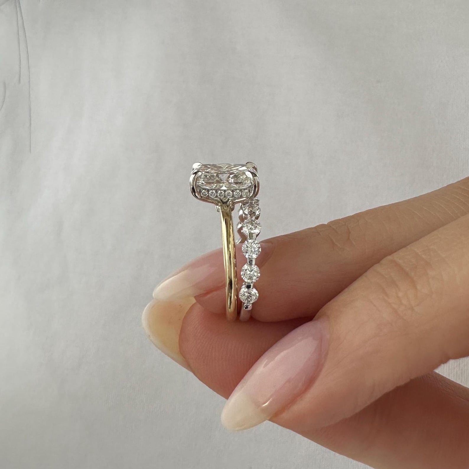 1.0 CT Pear Bezel Solitaire Lab Grown Diamond Bridal Set