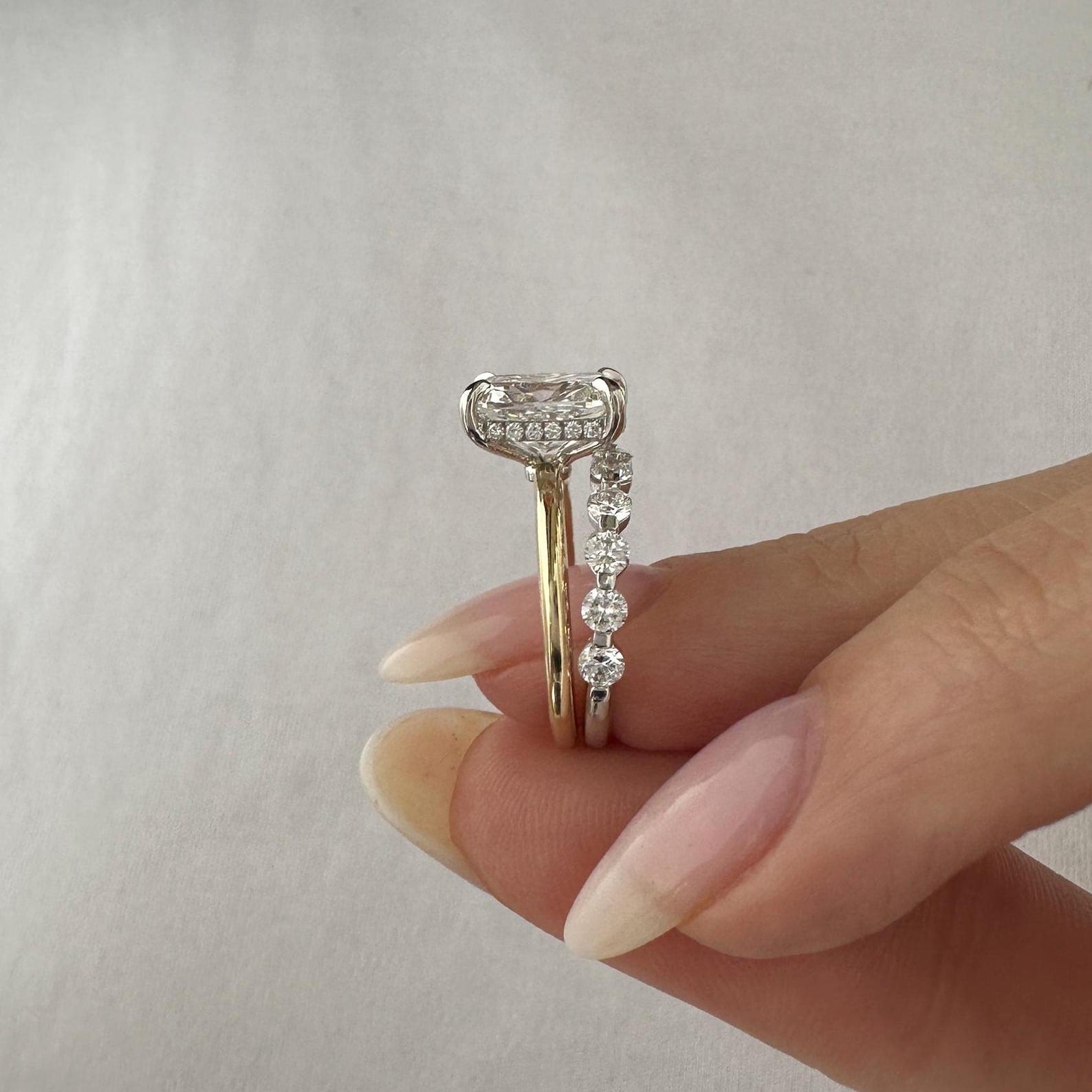 1.0 CT Pear Bezel Solitaire Lab Grown Diamond Bridal Set