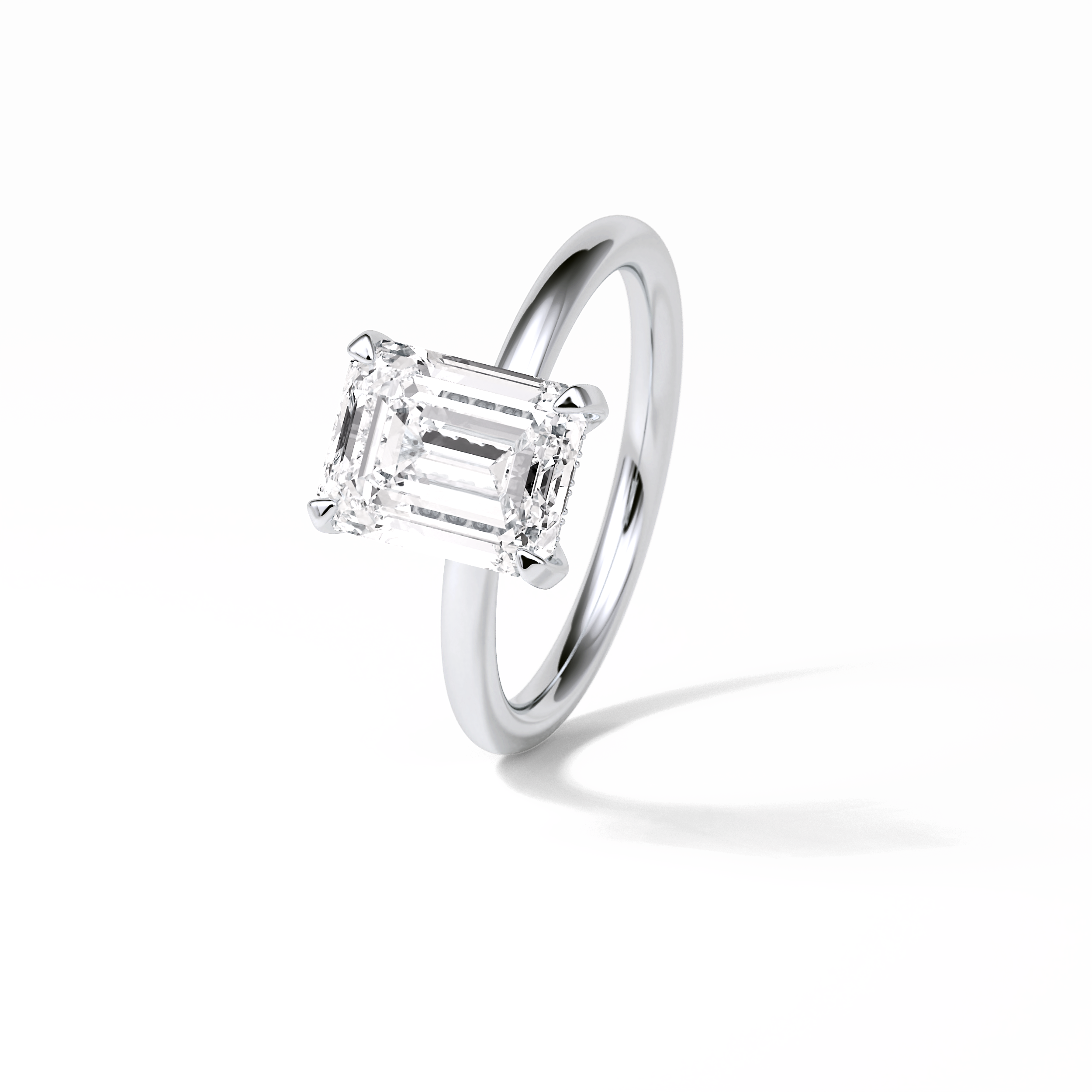 2.3 CT Emerald Cut Solitaire Moissanite Engagement Ring 6