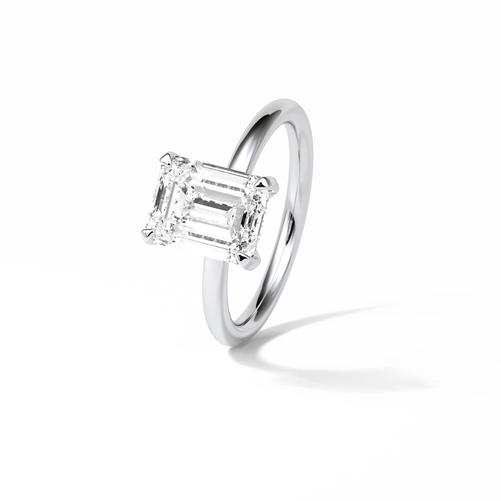 2.3 CT Emerald Cut Solitaire Moissanite Engagement Ring 6