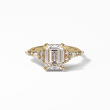 2.3 CT Emerald Cut Cluster Style Moissanite Engagement Ring 8