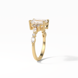 2.3 CT Emerald Cut Cluster Style Moissanite Engagement Ring 13