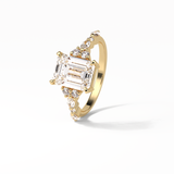 2.3 CT Emerald Cut Cluster Style Moissanite Engagement Ring 9