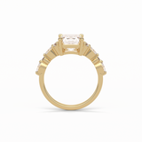 2.3 CT Emerald Cut Cluster Style Moissanite Engagement Ring 14