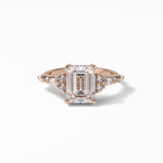 2.3 CT Emerald Cut Cluster Style Moissanite Engagement Ring 15