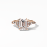 2.3 CT Emerald Cut Cluster Style Moissanite Engagement Ring 15