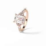 2.3 CT Emerald Cut Cluster Style Moissanite Engagement Ring 21