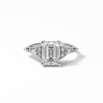 2.3 CT Emerald Cut Cluster Style Moissanite Engagement Ring 1