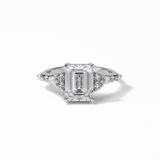 2.3 CT Emerald Cut Cluster Style Moissanite Engagement Ring 1
