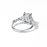 2.3 CT Emerald Cut Cluster Style Moissanite Engagement Ring 5
