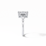 2.3 CT Emerald Cut Cluster Style Moissanite Engagement Ring 6