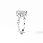 2.3 CT Emerald Cut Cluster Style Moissanite Engagement Ring 7