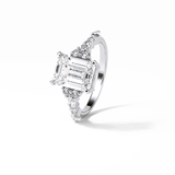 2.3 CT Emerald Cut Cluster Style Moissanite Engagement Ring 2