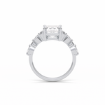 2.3 CT Emerald Cut Cluster Style Moissanite Engagement Ring 3