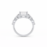 2.3 CT Emerald Cut Cluster Style Moissanite Engagement Ring 3