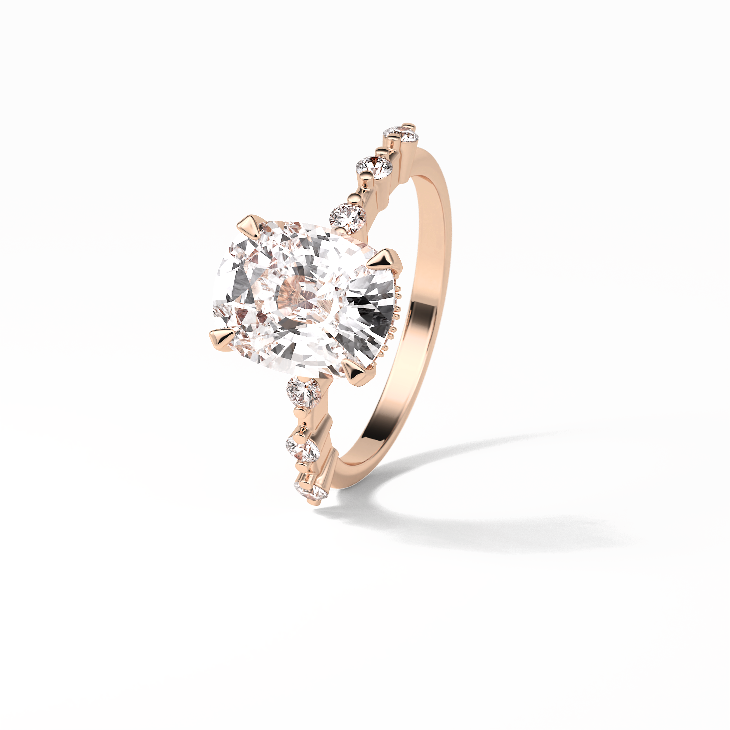 4.0 CT Cushion Cut Dainty Style Moissanite Engagement Ring 17