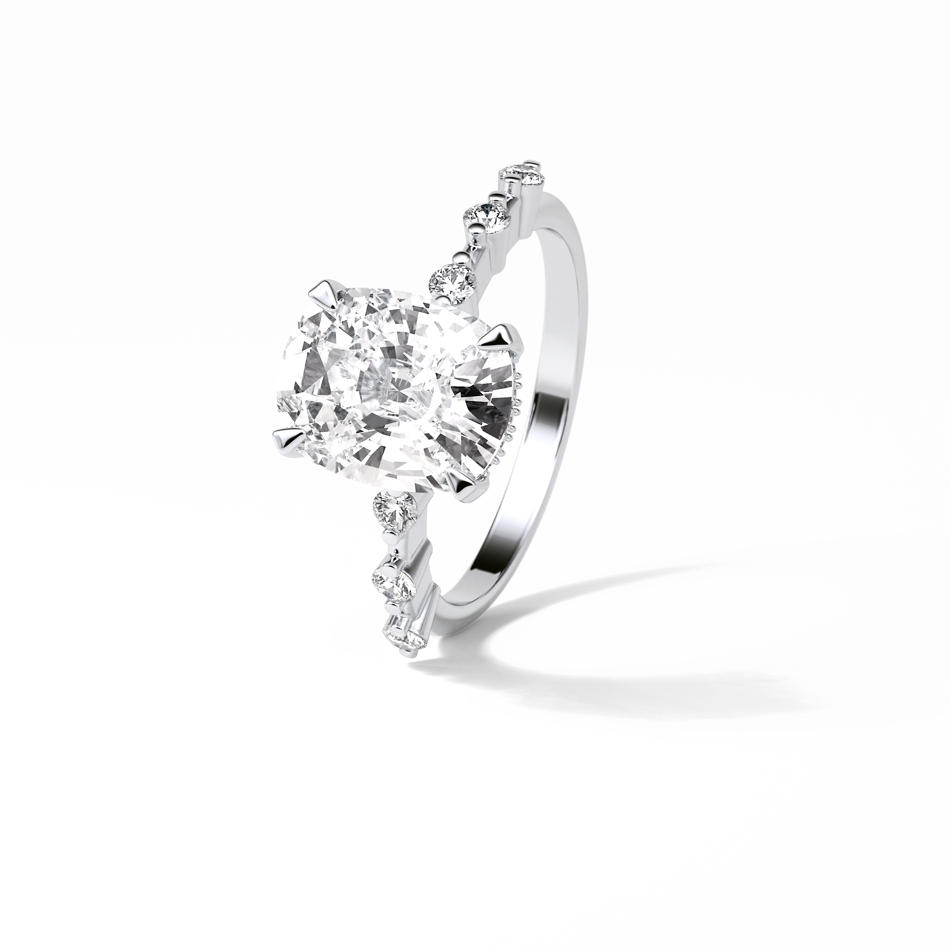 4.0 CT Cushion Cut Dainty Style Moissanite Engagement Ring 4