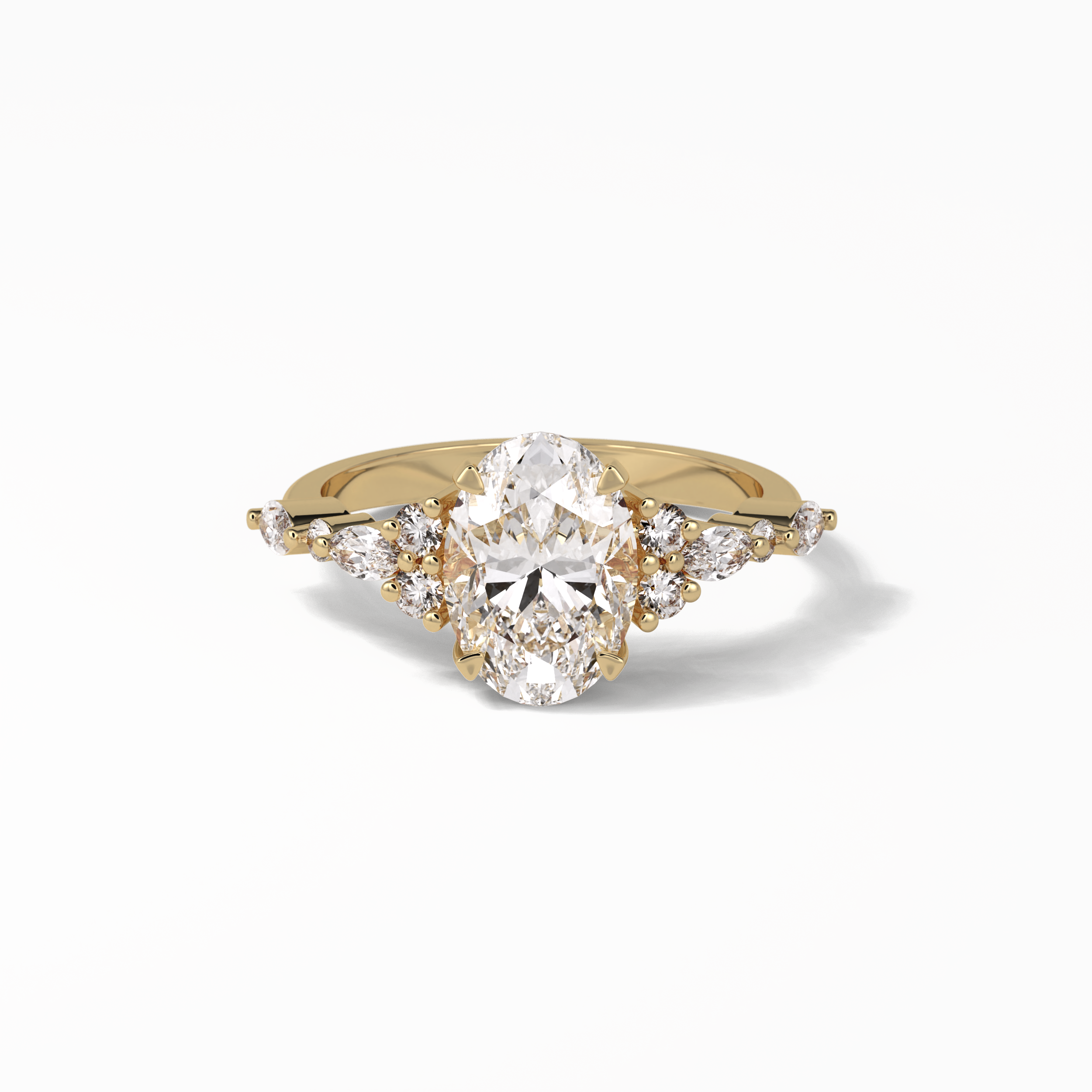 2.1 CT Oval Cut Cluster Style Moissanite Engagement Rings 20