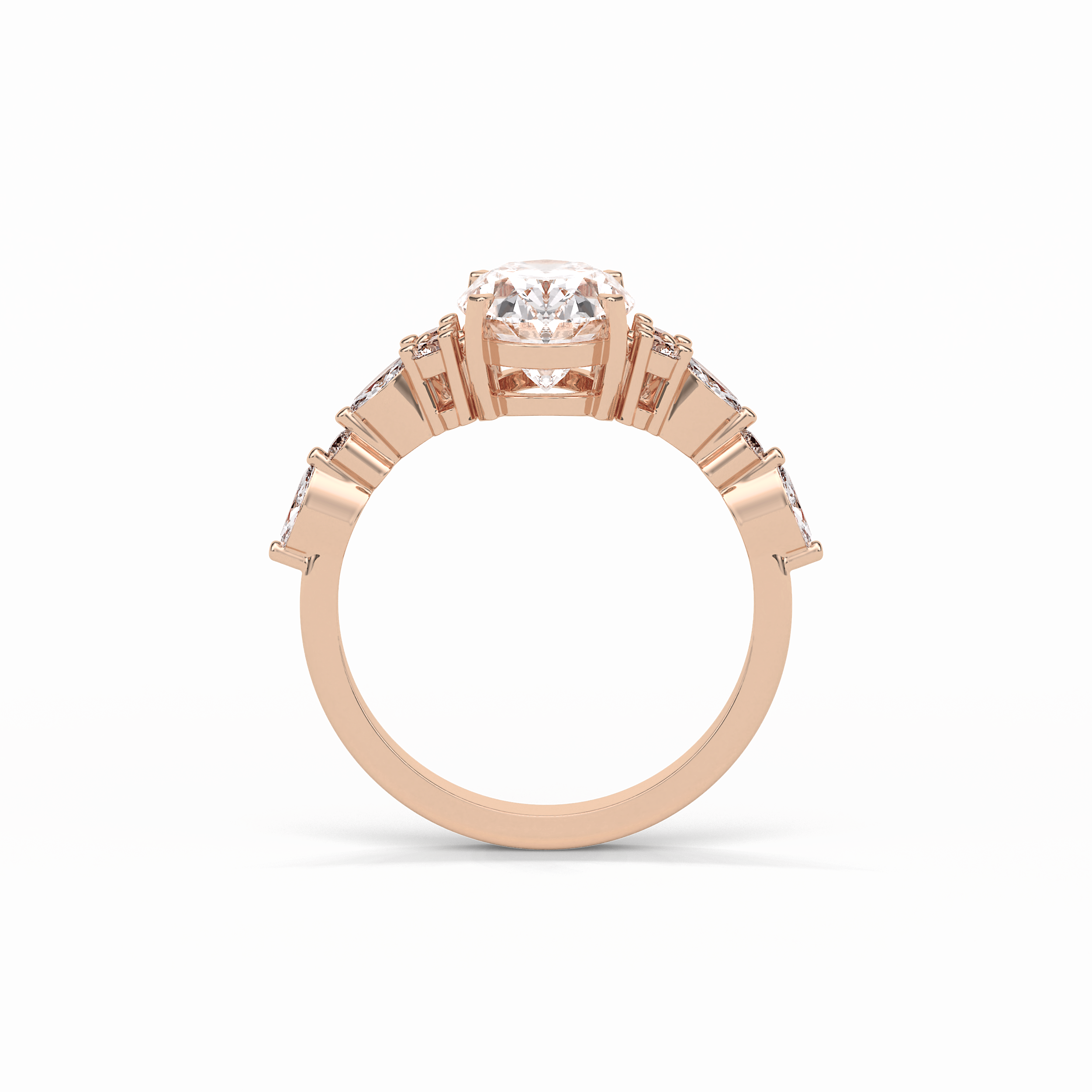 2.1 CT Oval Cut Cluster Style Moissanite Engagement Rings 8