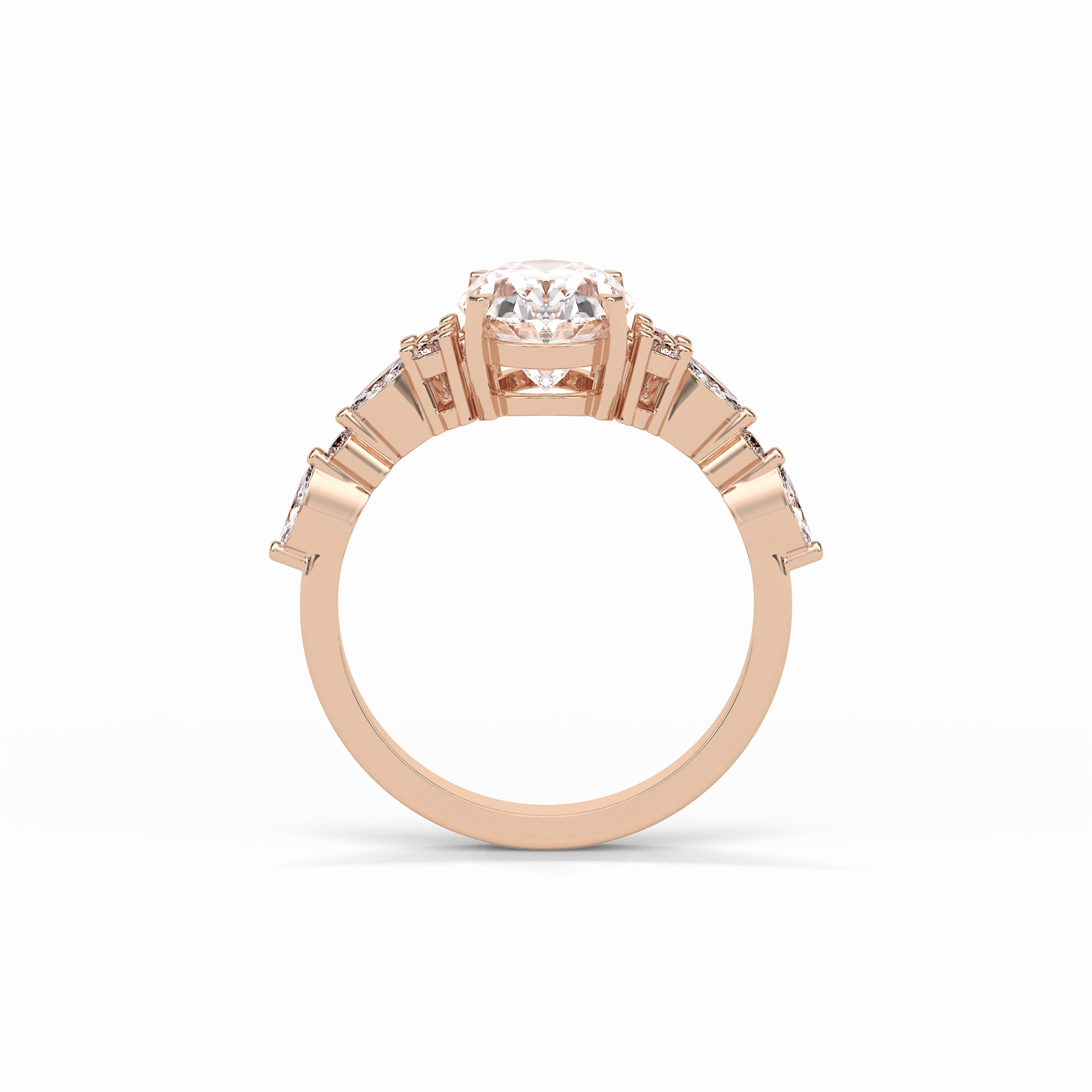 2.1 CT Oval Cut Cluster Style Moissanite Engagement Rings 8