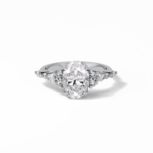 2.1 CT Oval Cut Cluster Style Moissanite Engagement Rings 1