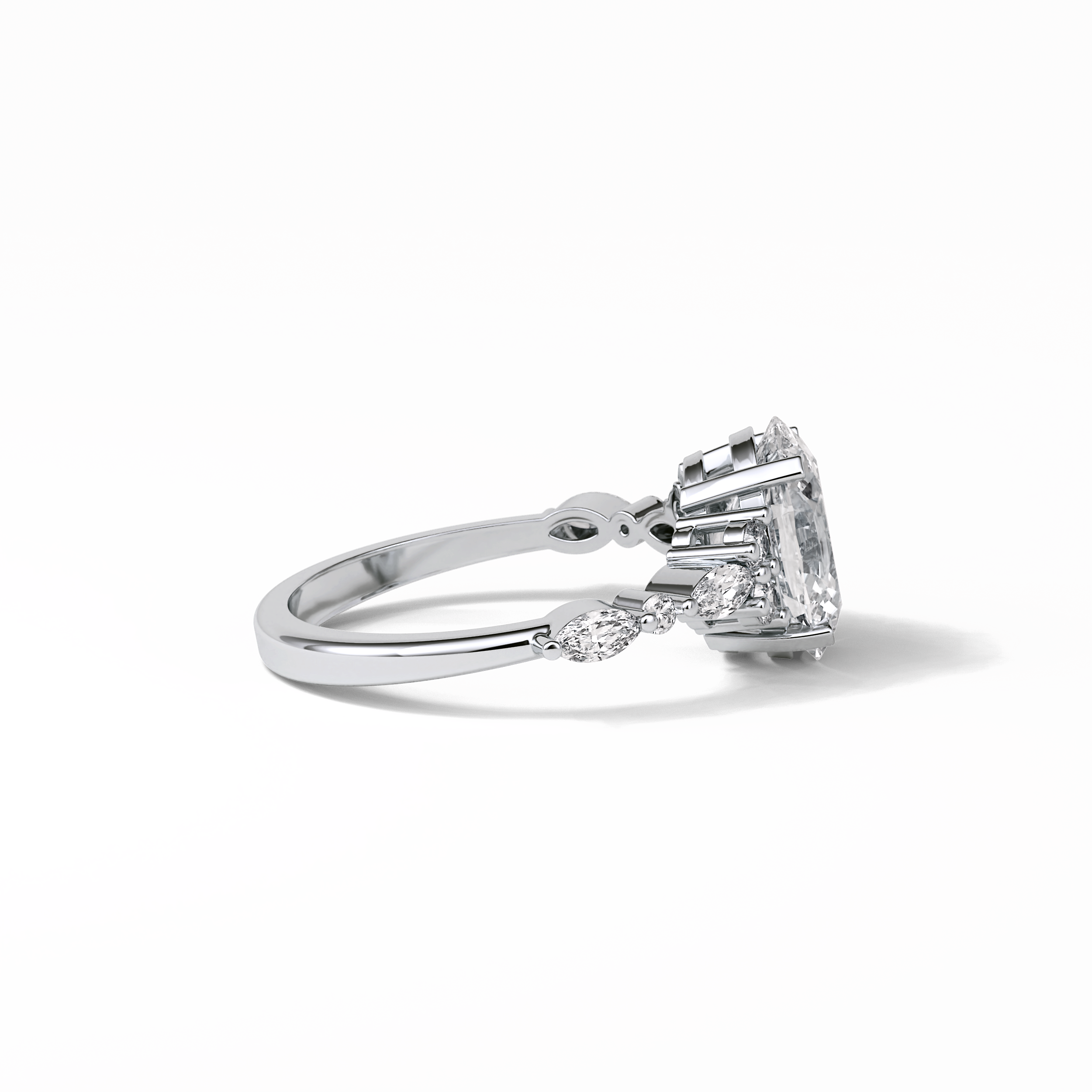 2.1 CT Oval Cut Cluster Style Moissanite Engagement Rings 4
