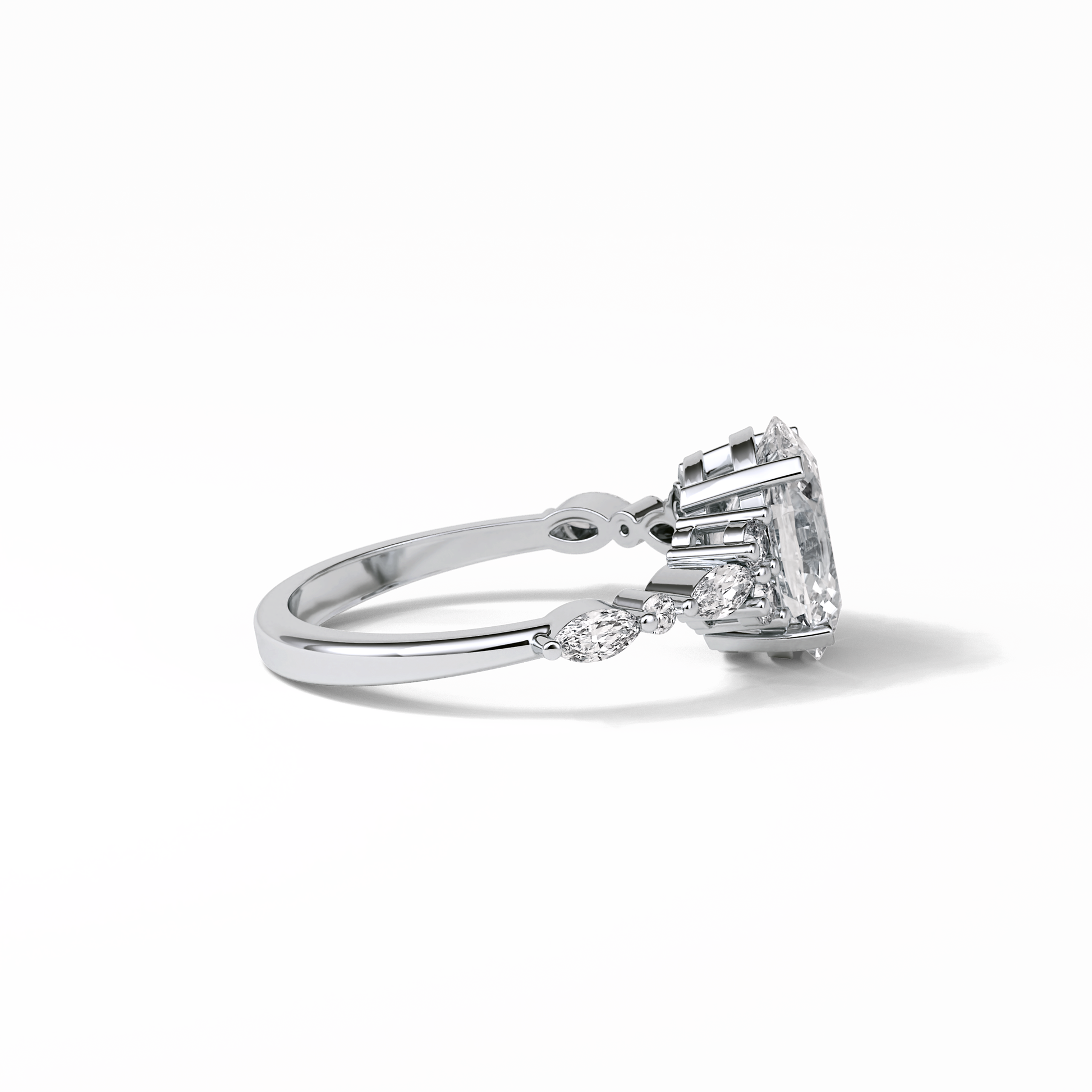 2.1 CT Oval Cut Cluster Style Moissanite Engagement Rings 4