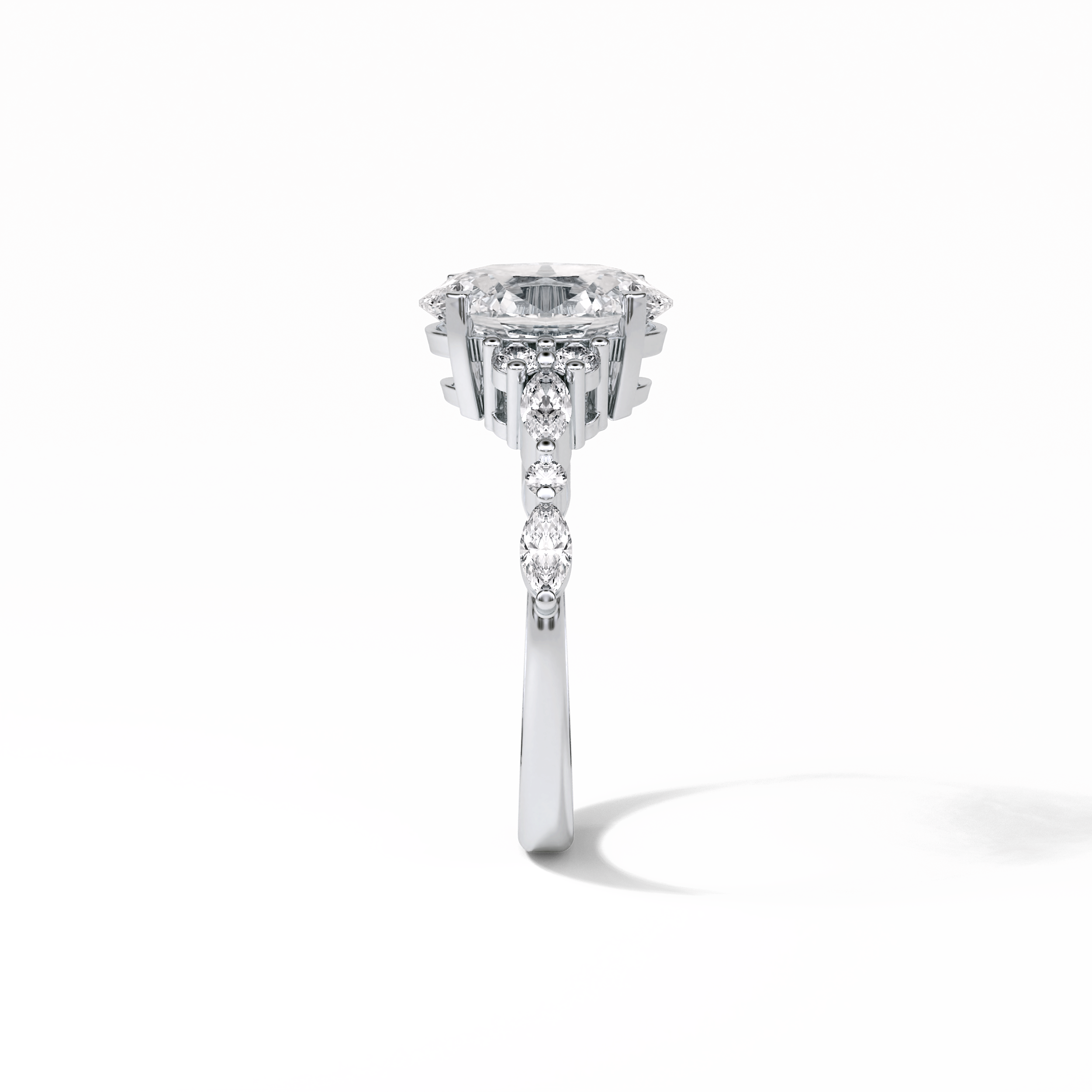 2.1 CT Oval Cut Cluster Style Moissanite Engagement Rings 3