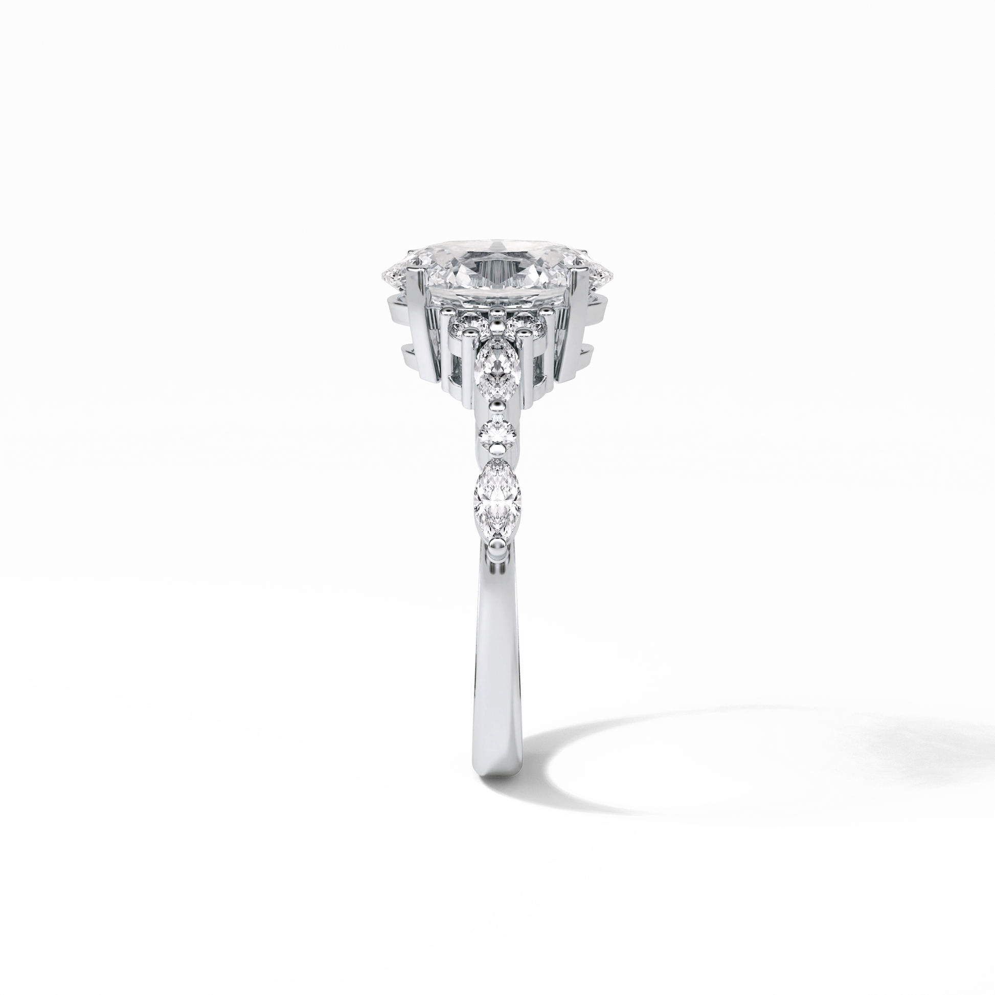 2.1 CT Oval Cut Cluster Style Moissanite Engagement Rings 3