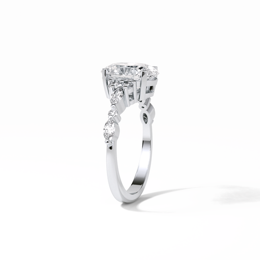 2.1 CT Oval Cut Cluster Style Moissanite Engagement Rings 2