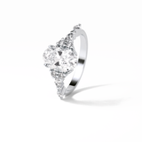 2.1 CT Oval Cut Cluster Style Moissanite Engagement Rings 5