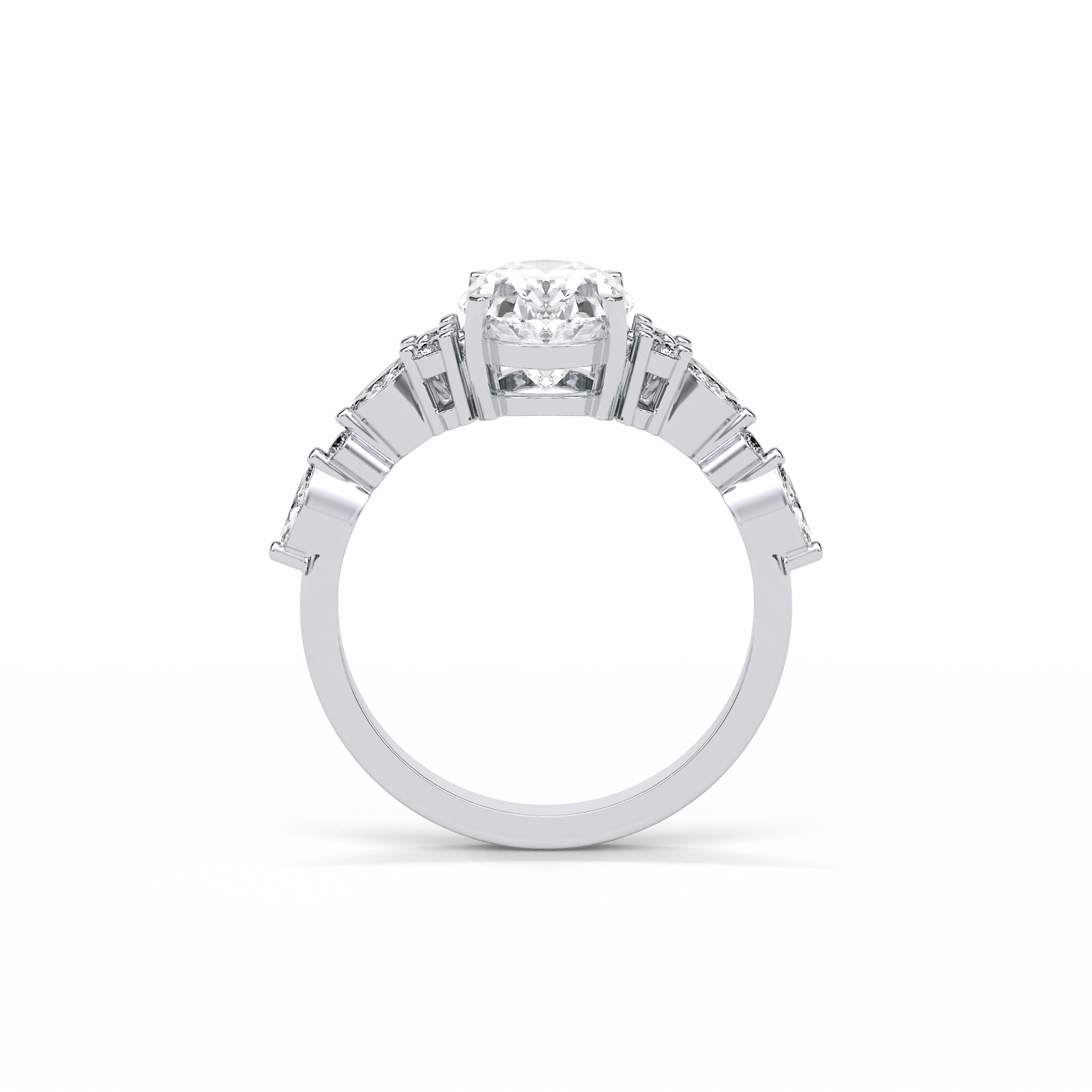 2.1 CT Oval Cut Cluster Style Moissanite Engagement Rings 7
