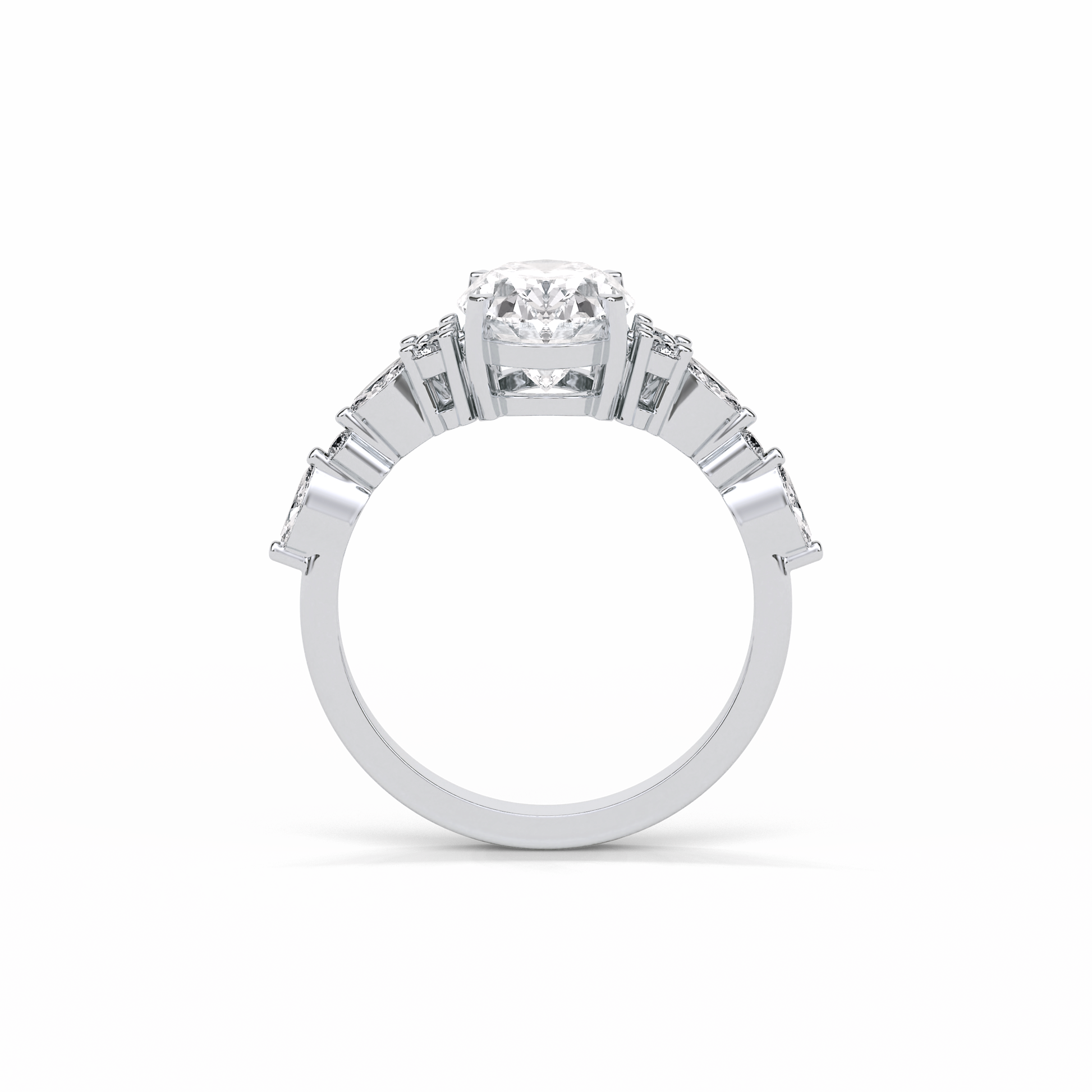 2.1 CT Oval Cut Cluster Style Moissanite Engagement Rings 7
