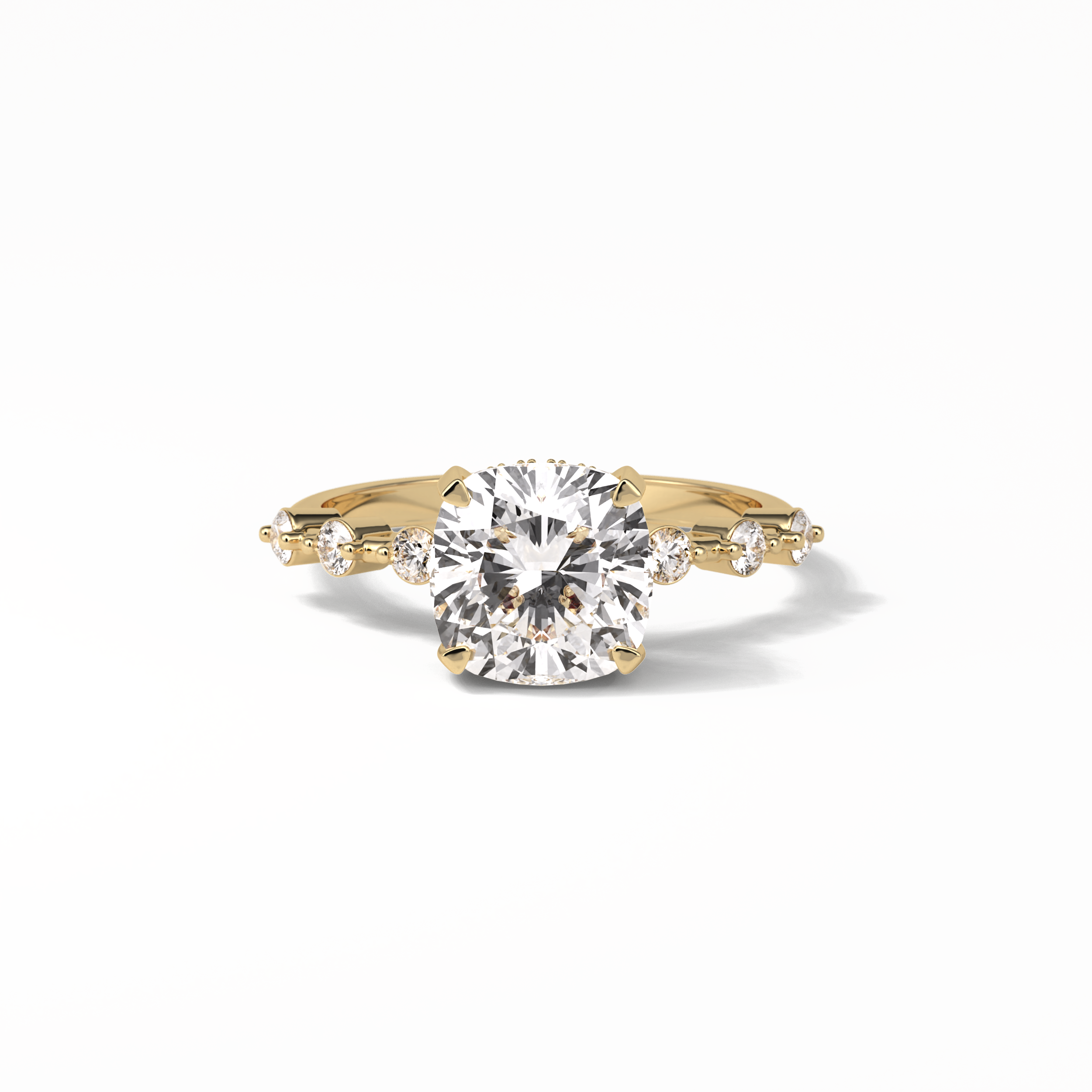 2.15 CT Cushion Cut Dainty & Hidden Halo Style Moissanite Engagement Rings 8