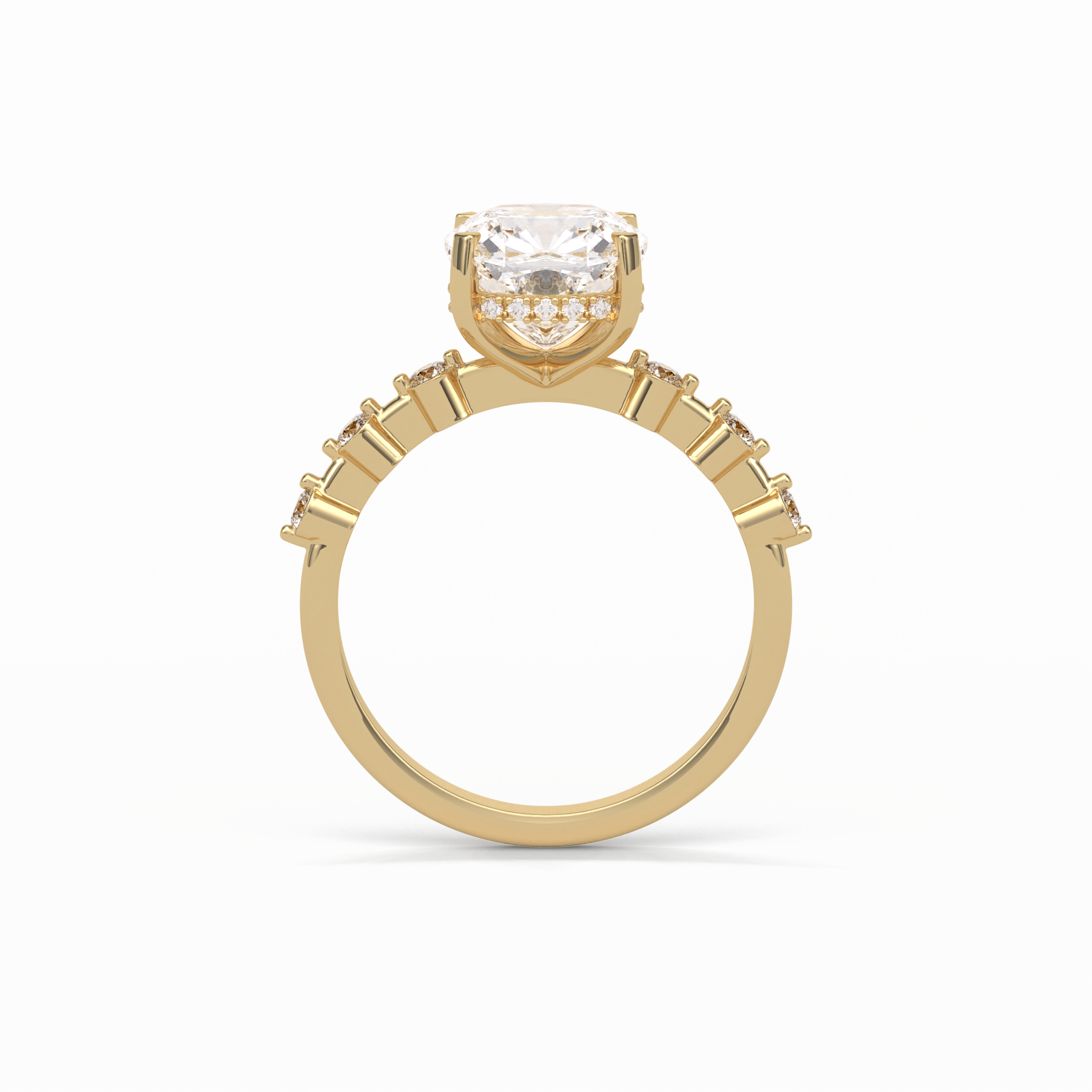 2.15 CT Cushion Cut Dainty & Hidden Halo Style Moissanite Engagement Rings 15