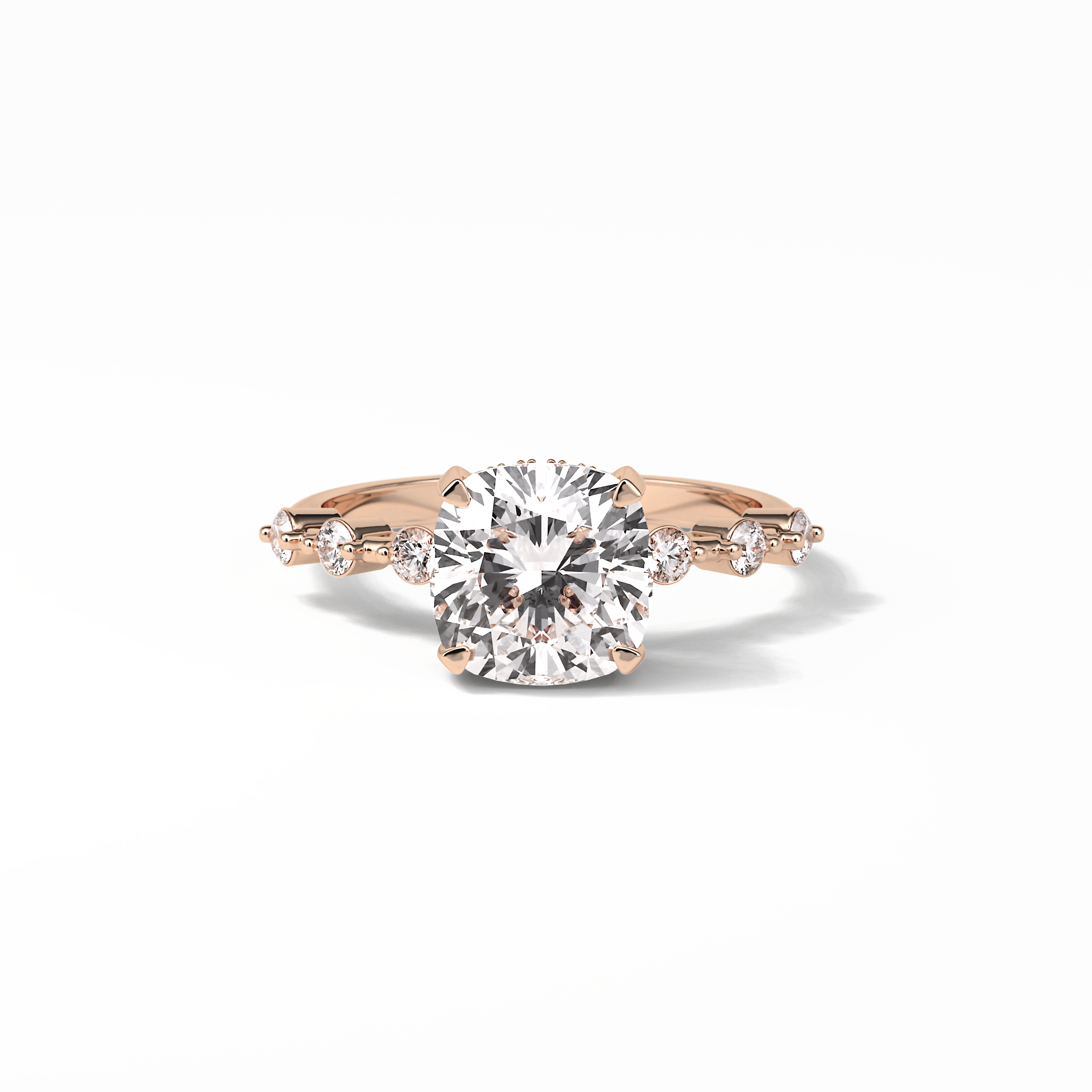 2.15 CT Cushion Cut Dainty & Hidden Halo Style Moissanite Engagement Rings 16