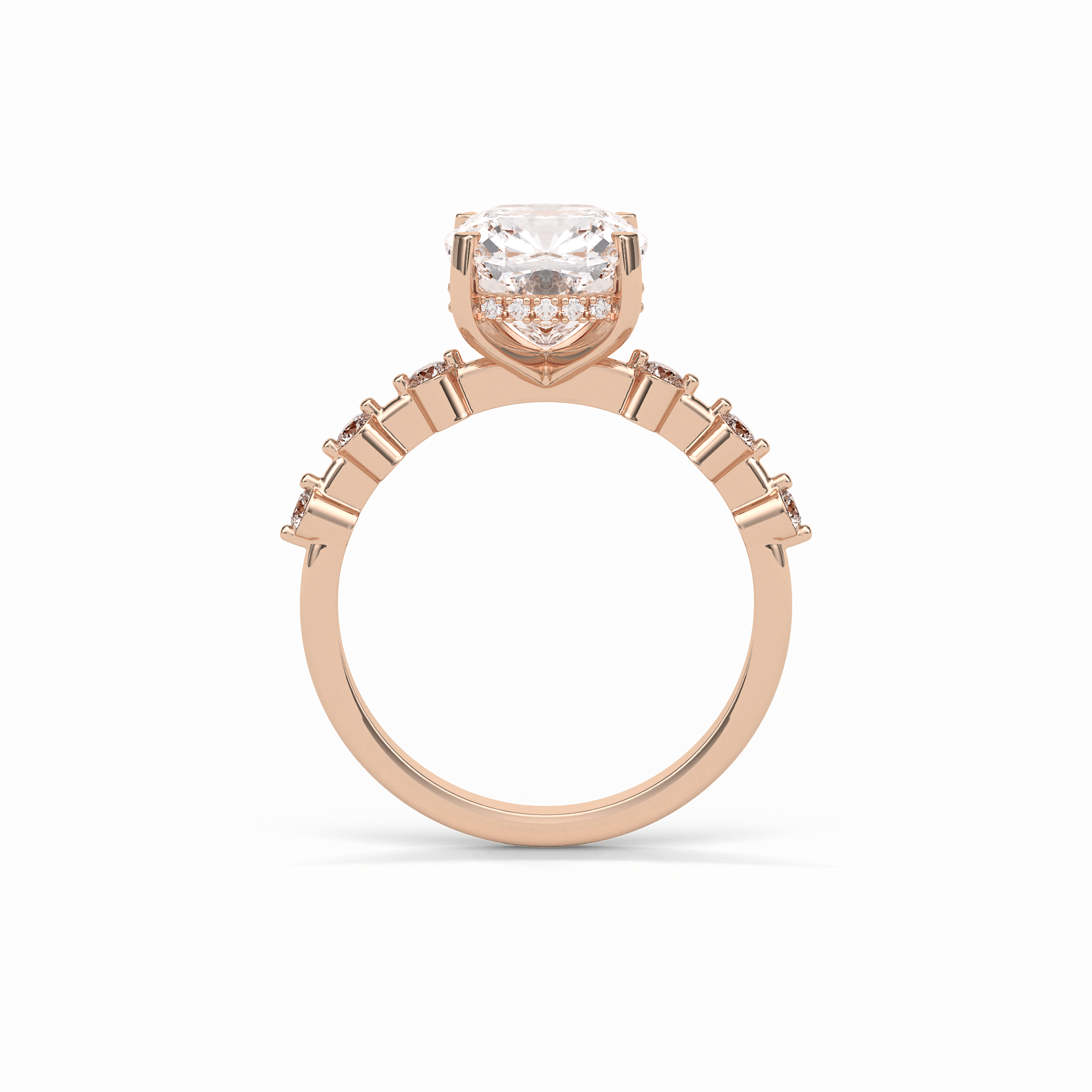 2.15 CT Cushion Cut Dainty & Hidden Halo Style Moissanite Engagement Rings 9