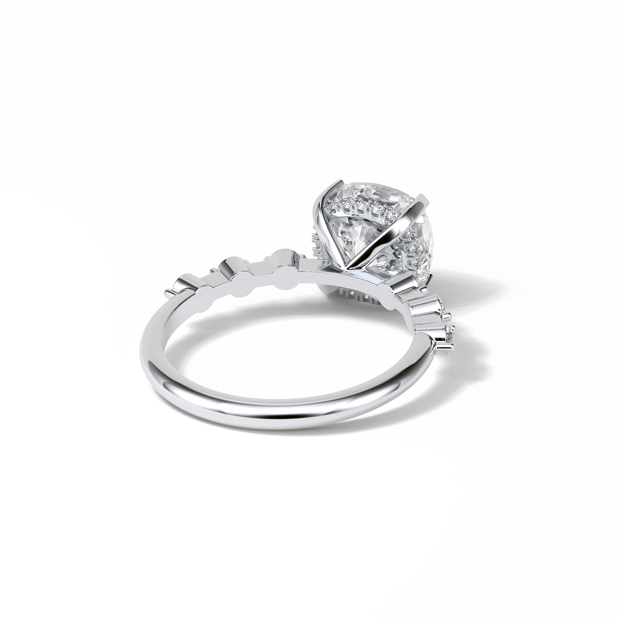 2.15 CT Cushion Cut Dainty & Hidden Halo Style Moissanite Engagement Rings 3