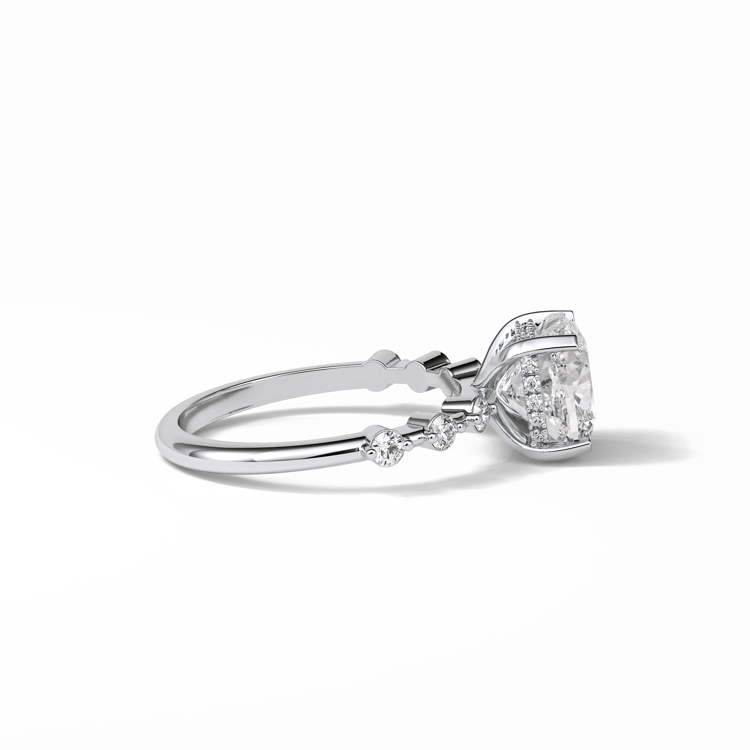 2.15 CT Cushion Cut Dainty & Hidden Halo Style Moissanite Engagement Rings 4