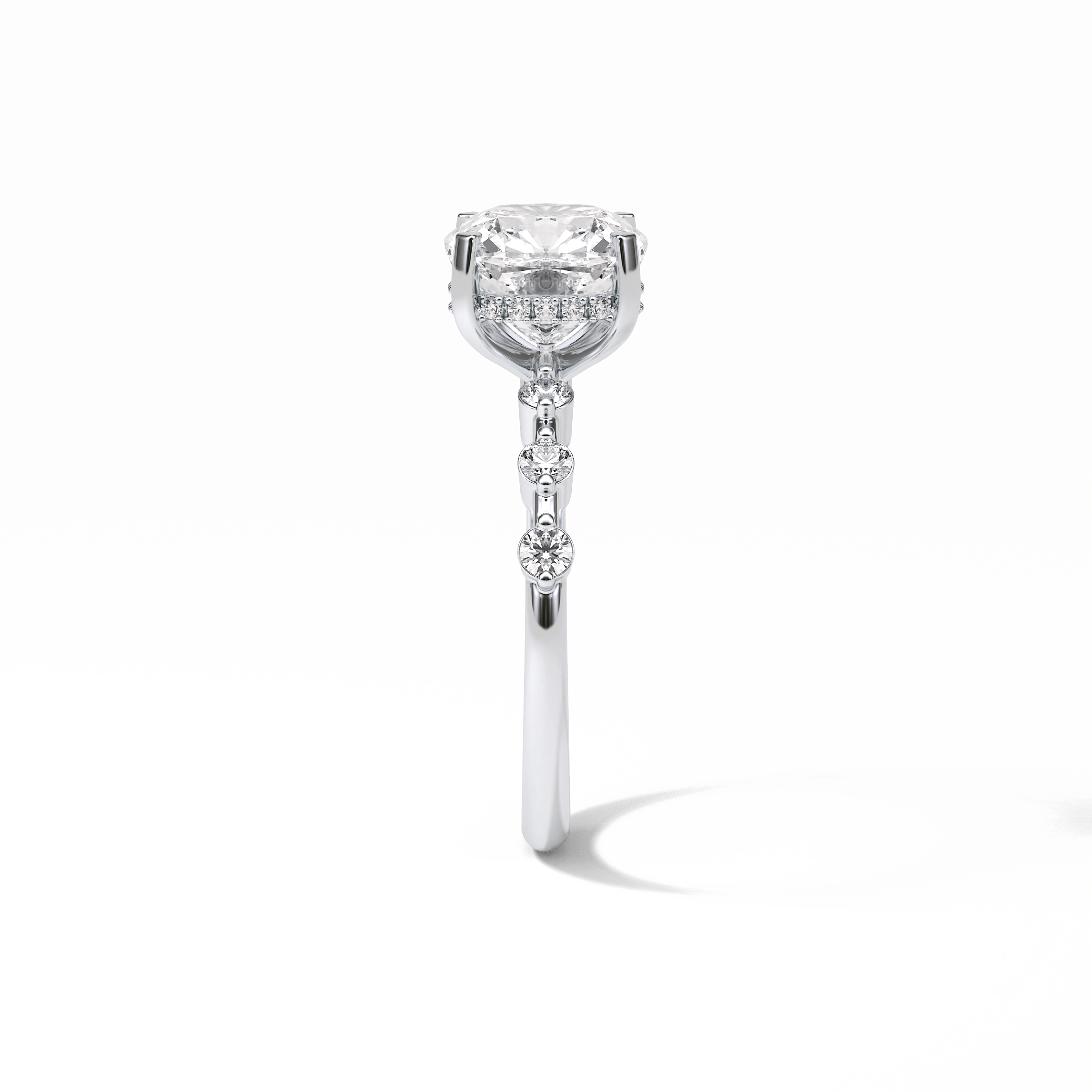 2.15 CT Cushion Cut Dainty & Hidden Halo Style Moissanite Engagement Rings 5
