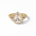 3.1 CT Pear Cut Split Shank & Halo Style Moissanite Engagement Ring 8