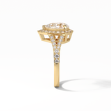3.1 CT Pear Cut Split Shank & Halo Style Moissanite Engagement Ring 14