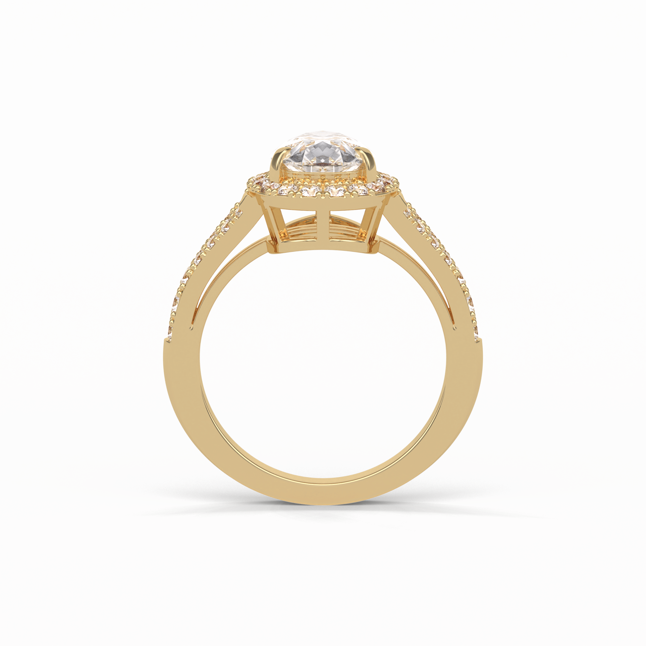 3.1 CT Pear Cut Split Shank & Halo Style Moissanite Engagement Ring 9