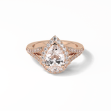 3.1 CT Pear Cut Split Shank & Halo Style Moissanite Engagement Ring 15