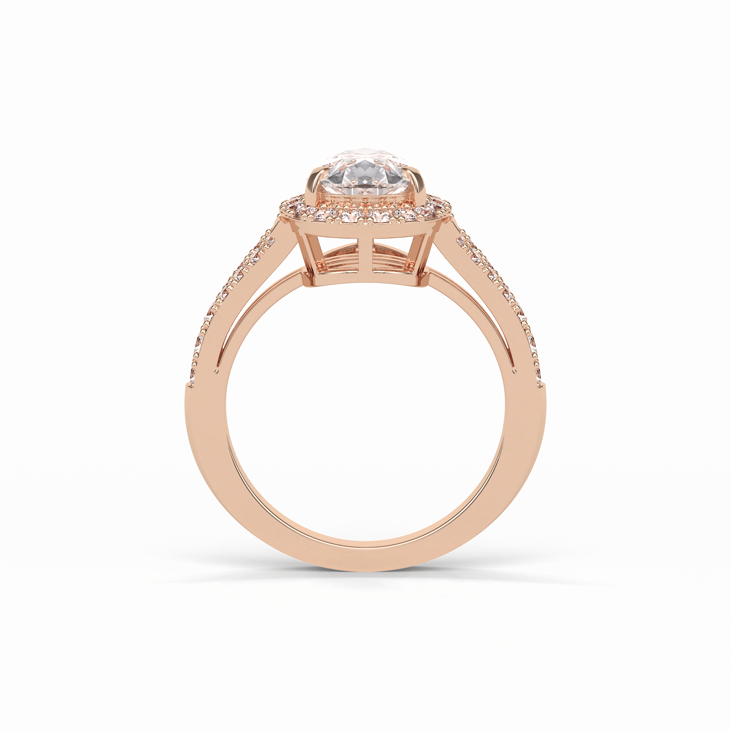 3.1 CT Pear Cut Split Shank & Halo Style Moissanite Engagement Ring 17