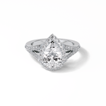 3.1 CT Pear Cut Split Shank & Halo Style Moissanite Engagement Ring 1